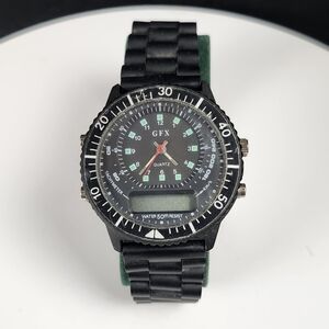 GFX Black Quartz Watch with Digital Display